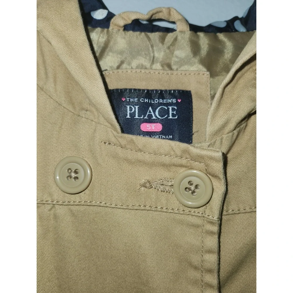 Children's Place Trench Coat Girls 5T Hooded Tan Beige Khaki Cotton Spring Fall